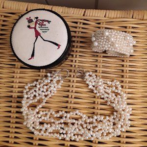 Freshwater pearl necklace and cuff